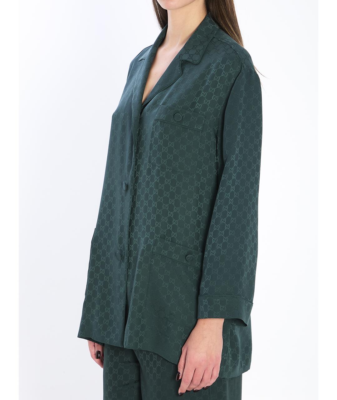 GUCCI Зеленая шелковая рубашка, фото 3
