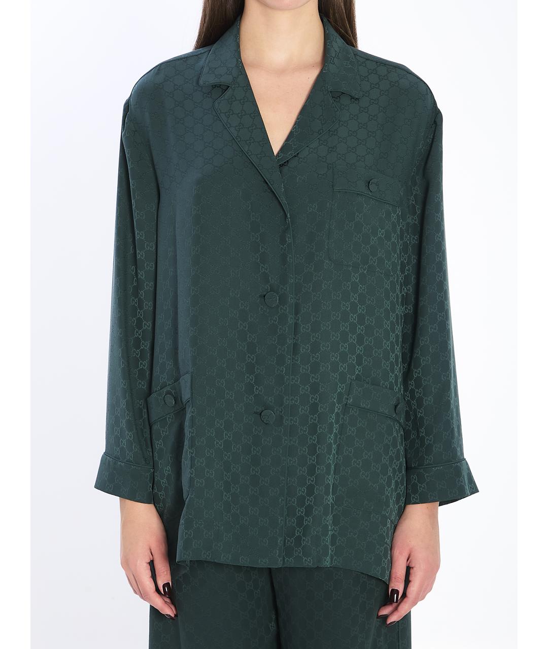 GUCCI Зеленая шелковая рубашка, фото 2