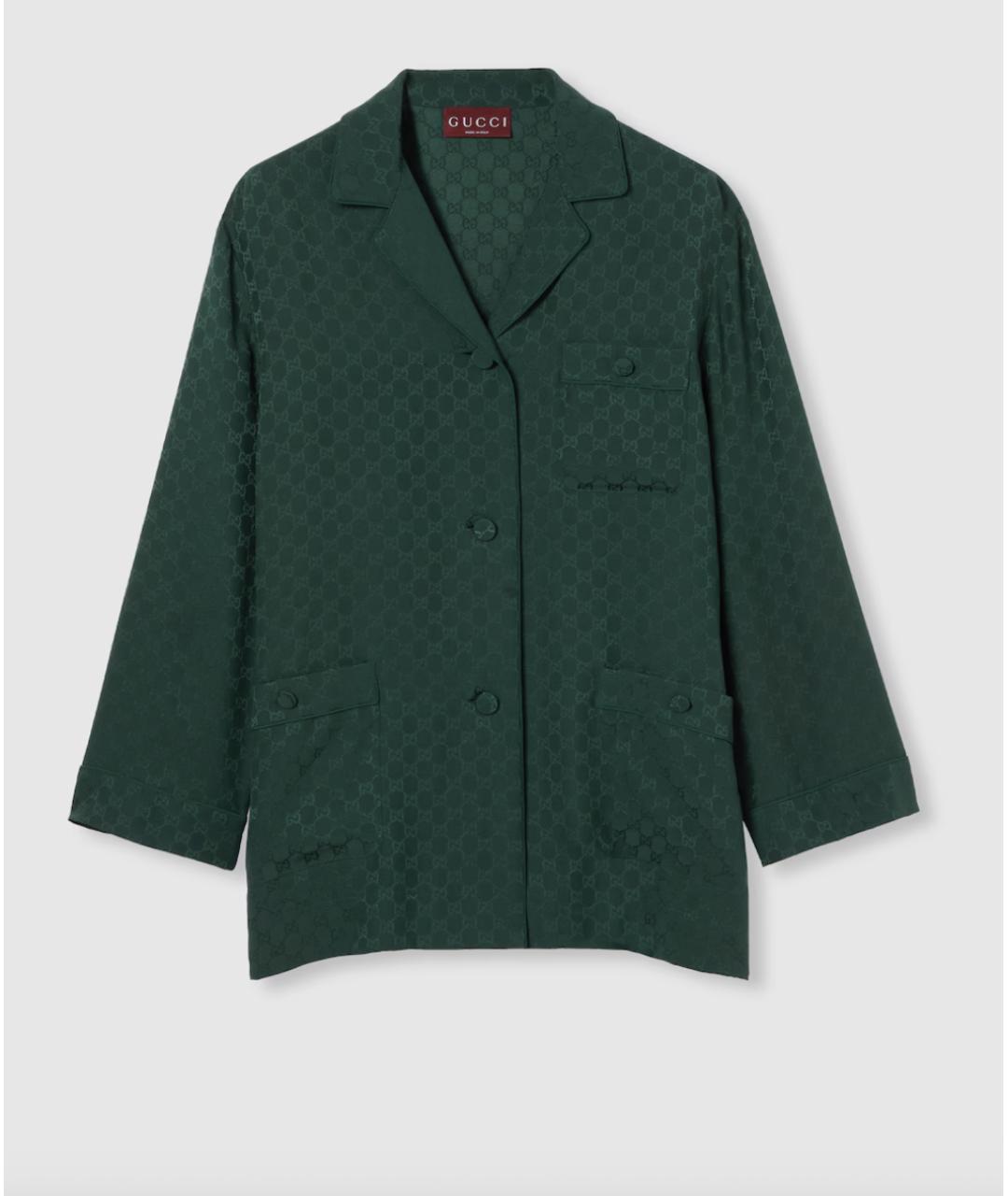 GUCCI Зеленая шелковая рубашка, фото 7