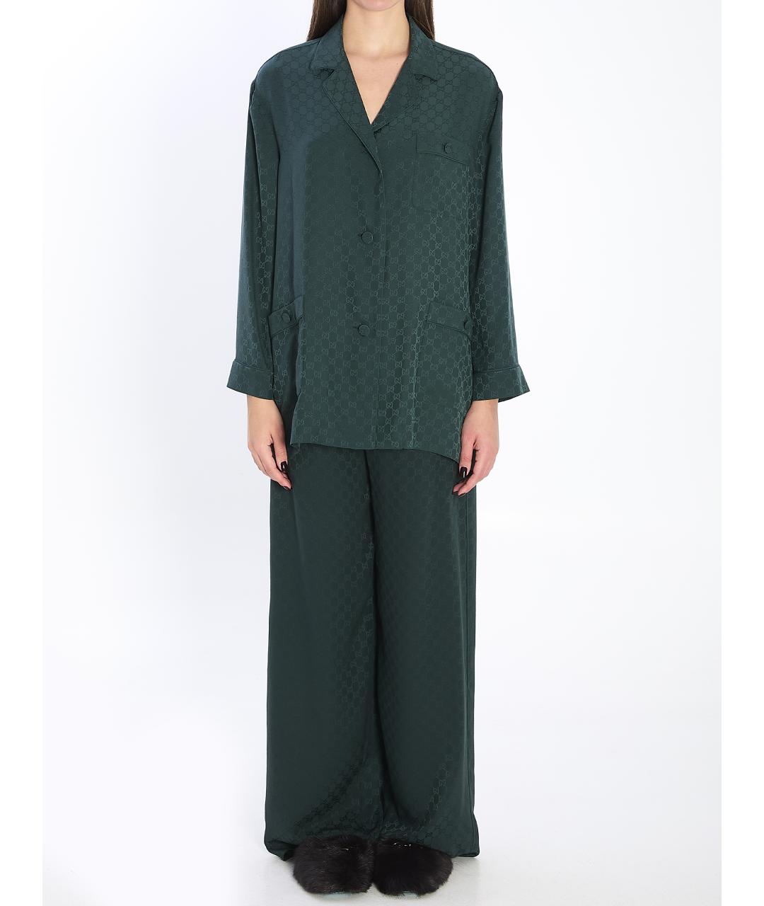 GUCCI Зеленая шелковая рубашка, фото 6