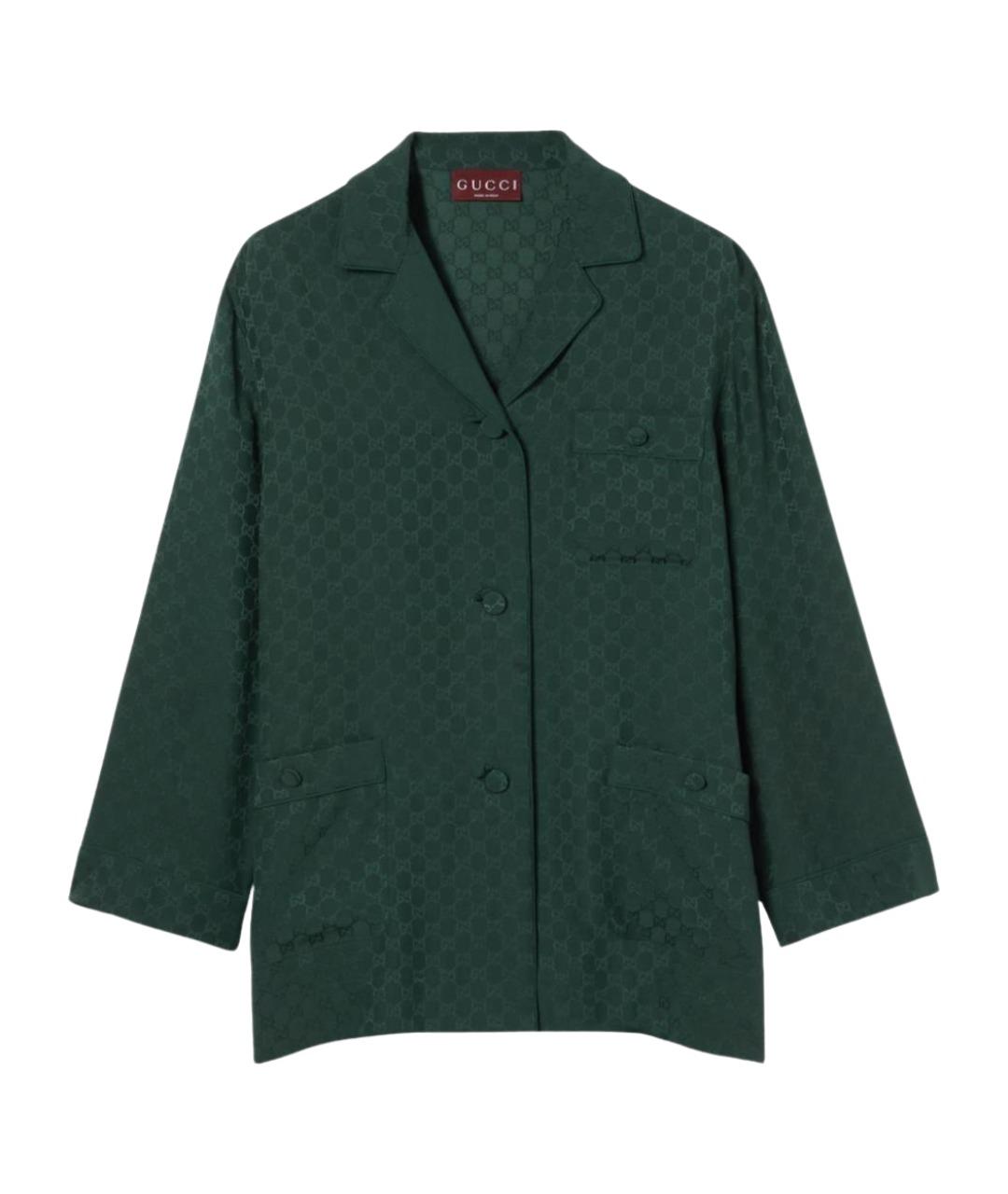 GUCCI Зеленая шелковая рубашка, фото 1