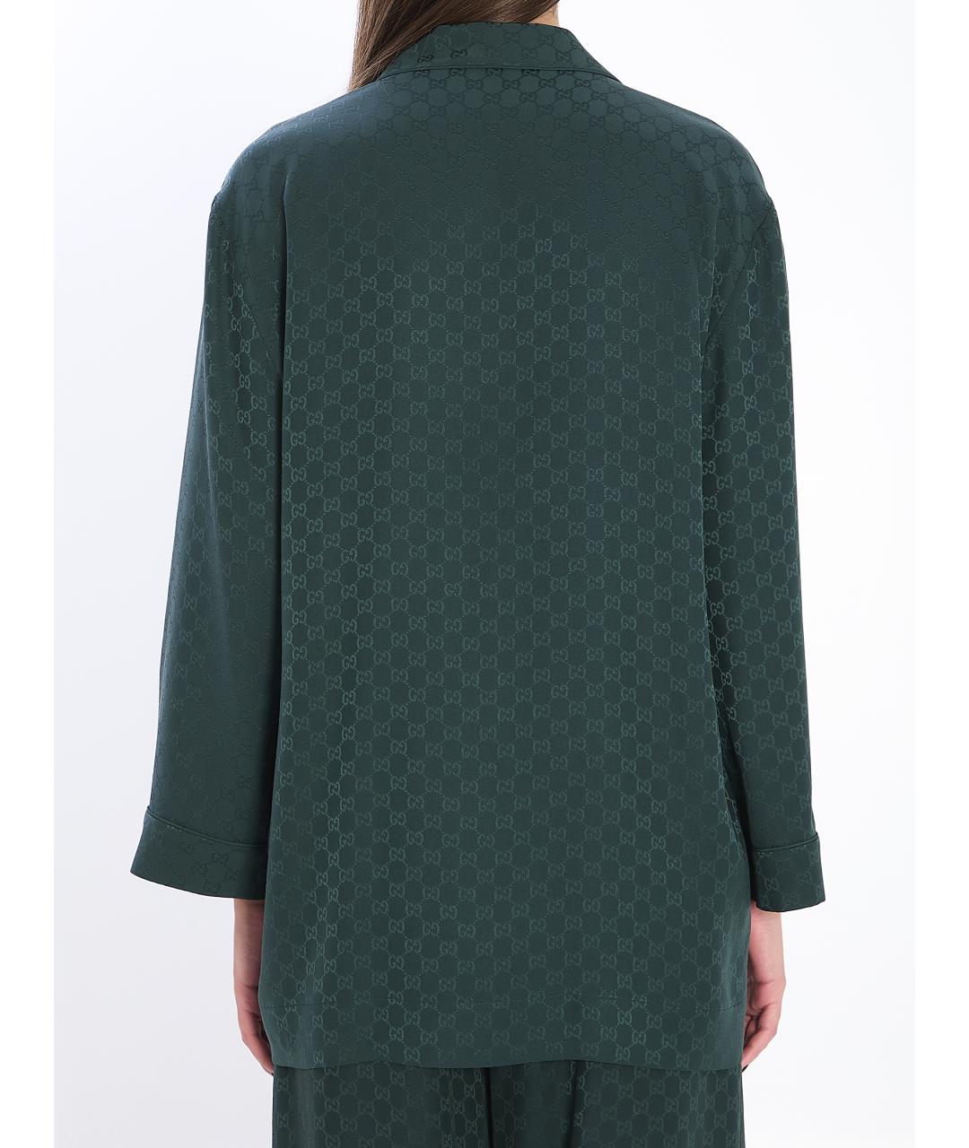 GUCCI Зеленая шелковая рубашка, фото 5