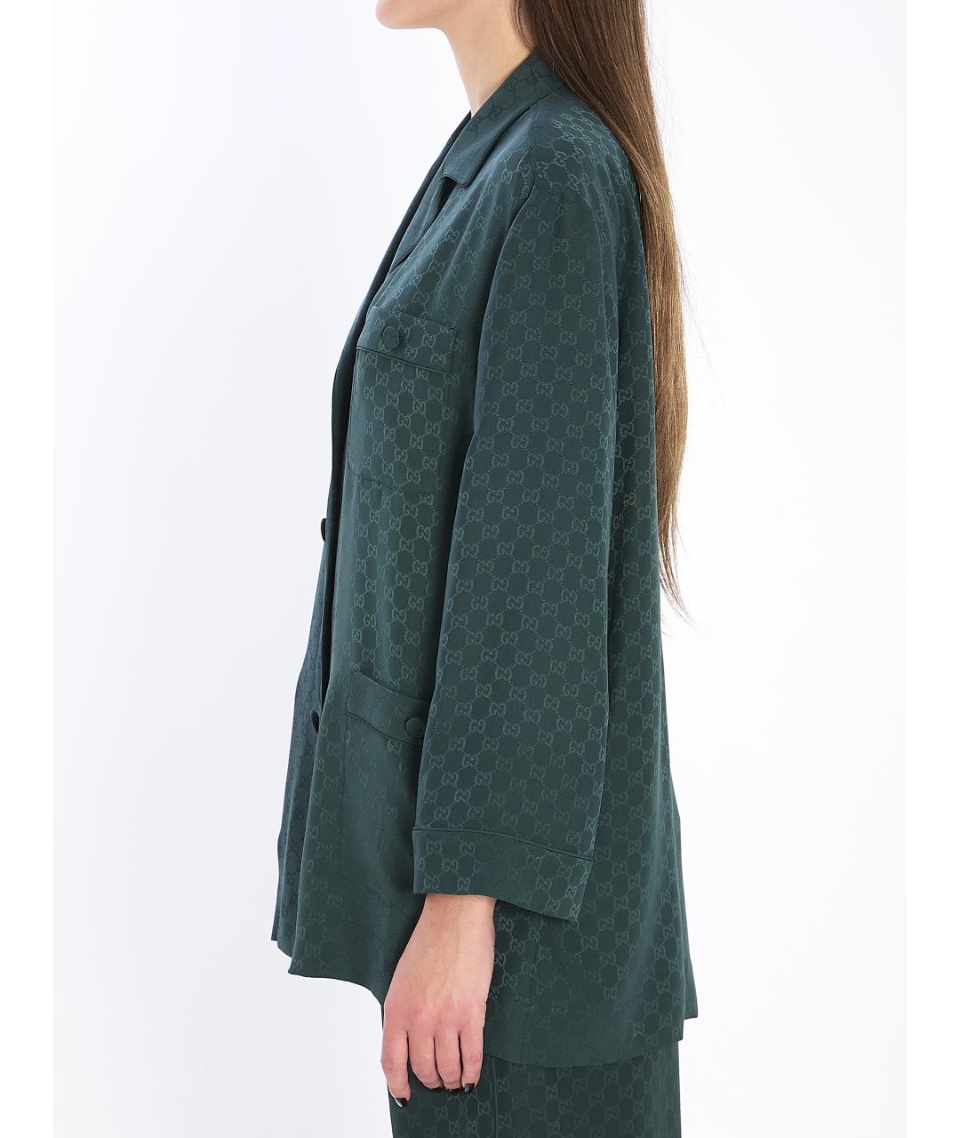 GUCCI Зеленая шелковая рубашка, фото 4