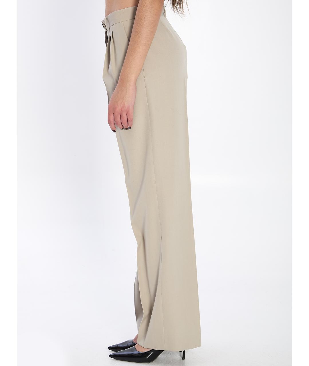 THE ROW Бежевые шерстяные прямые брюки, фото 4