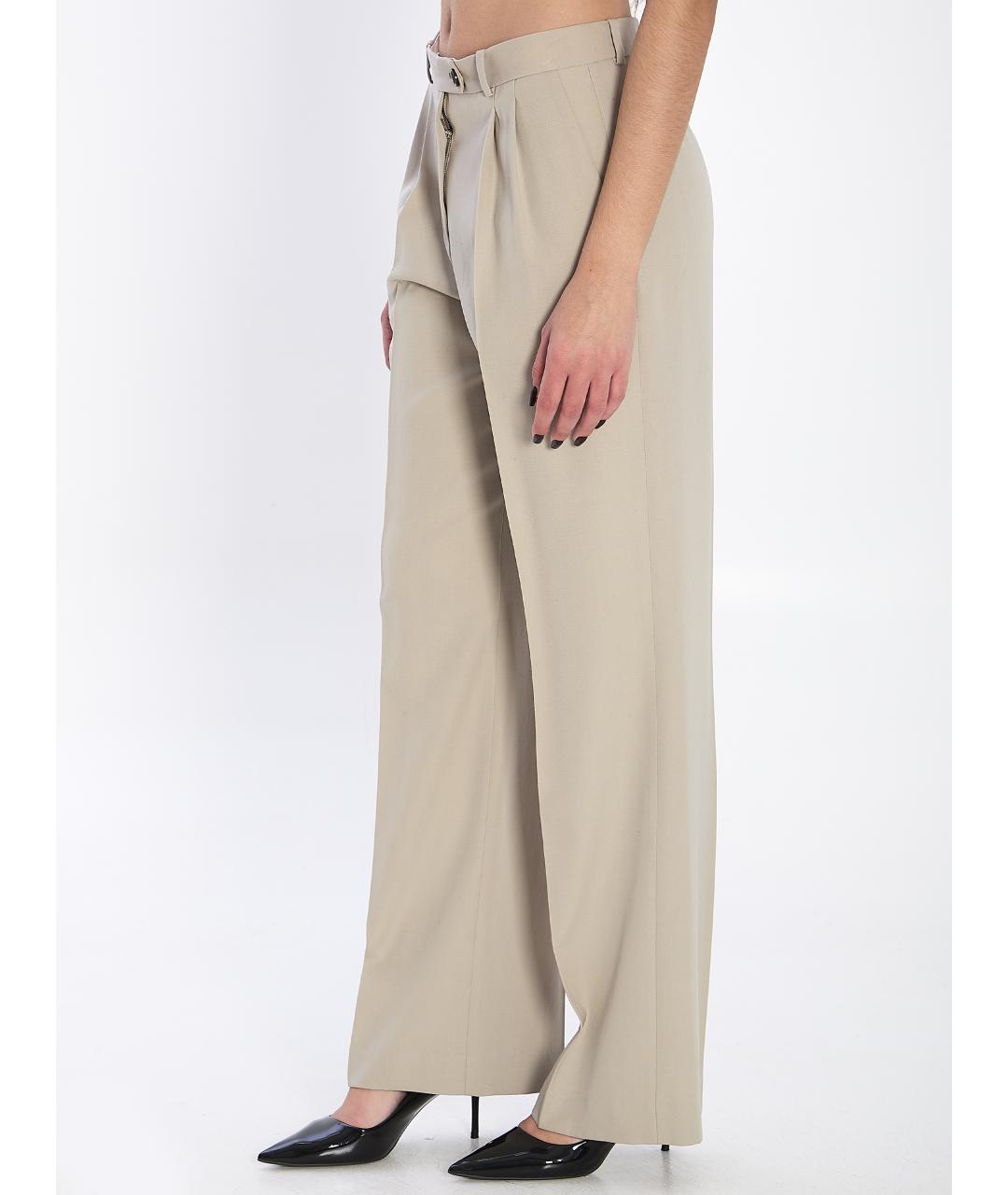 THE ROW Бежевые шерстяные прямые брюки, фото 3