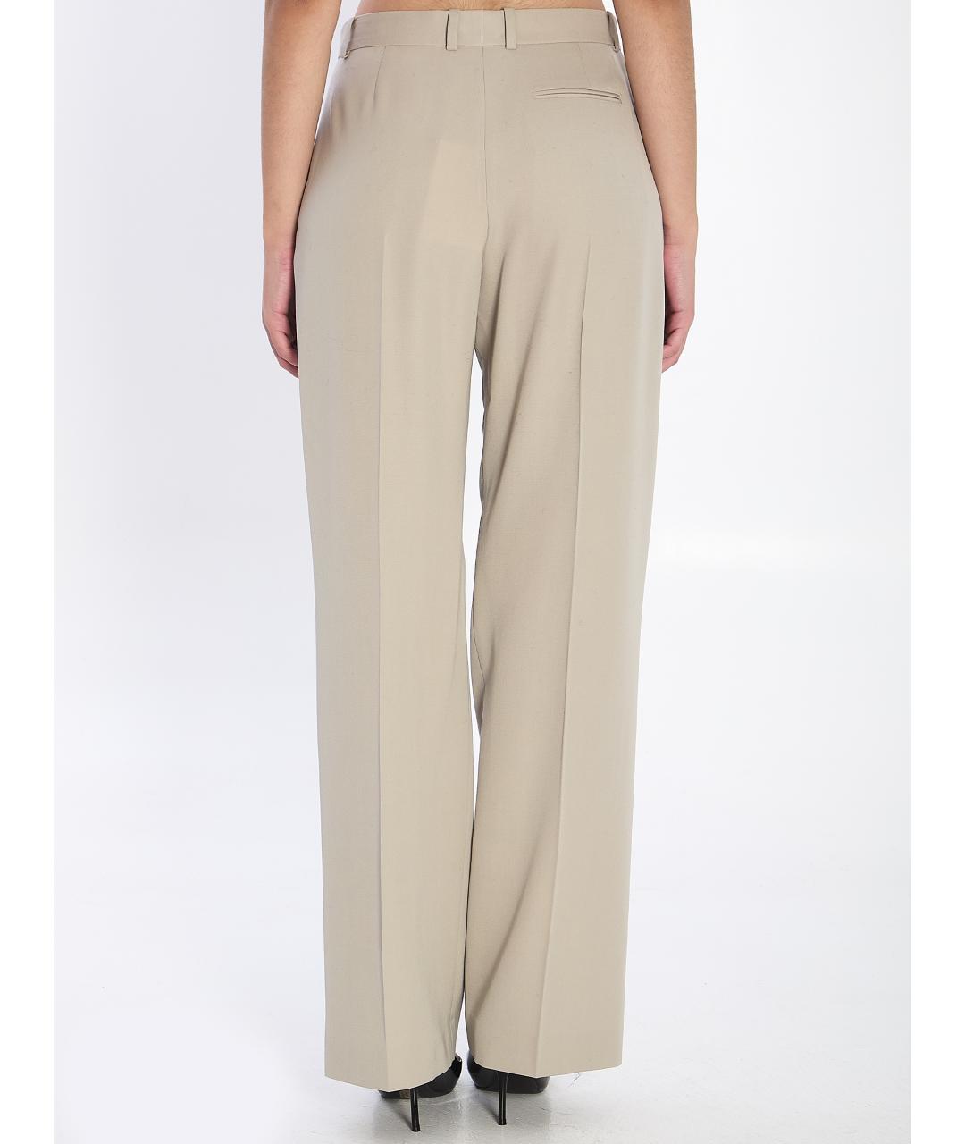 THE ROW Бежевые шерстяные прямые брюки, фото 5