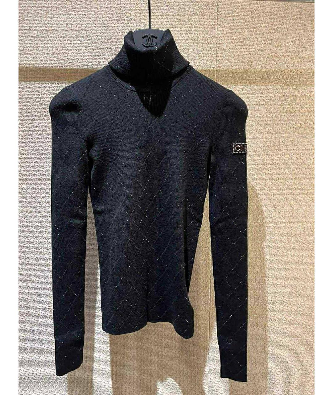 CHANEL Черная шерстяная водолазка, фото 2