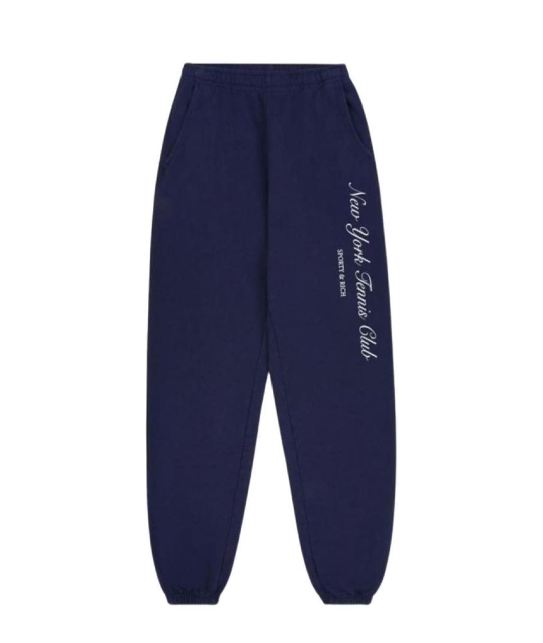 SPORTY AND RICH Темно-синие хлопковые спортивные брюки и шорты, фото 1