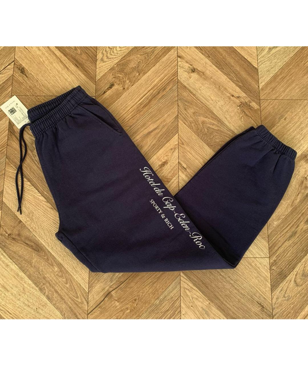 SPORTY AND RICH Темно-синие хлопковые спортивные брюки и шорты, фото 3
