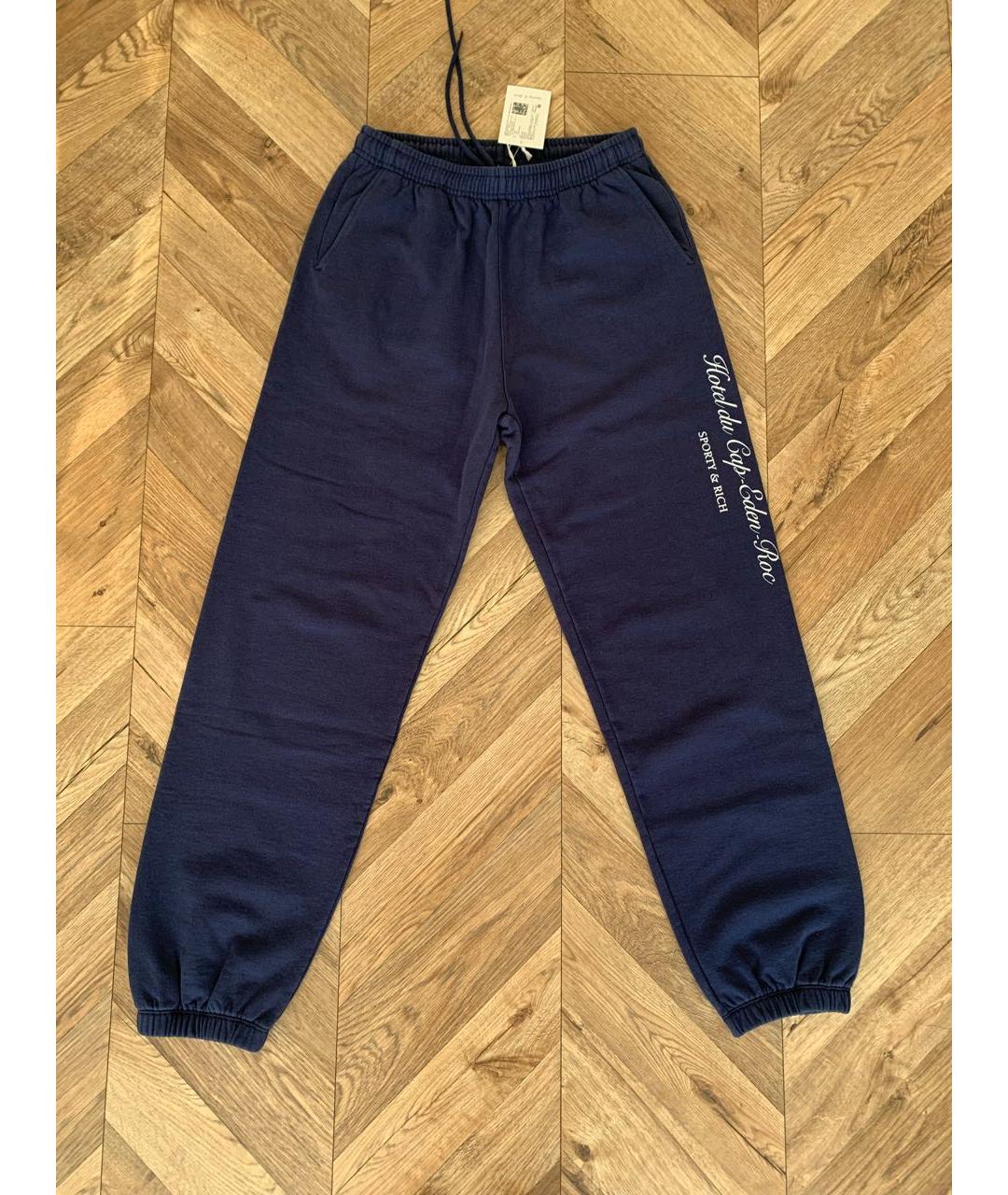 SPORTY AND RICH Темно-синие хлопковые спортивные брюки и шорты, фото 2