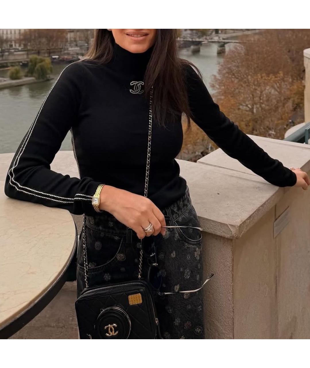 CHANEL Черная шерстяная водолазка, фото 2