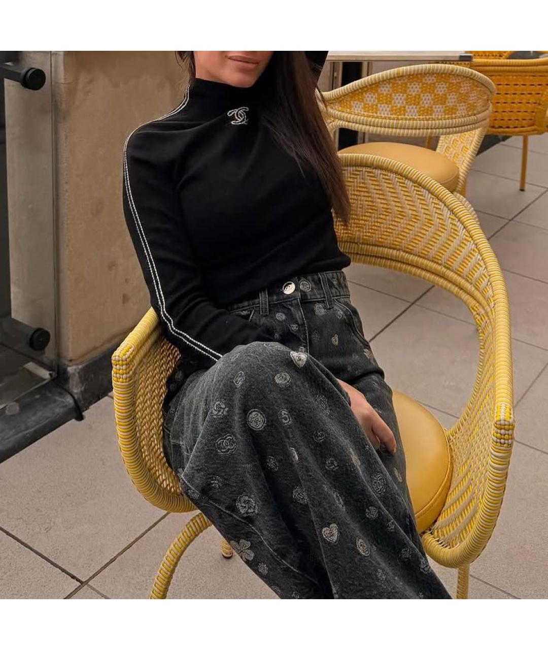 CHANEL Черная шерстяная водолазка, фото 3