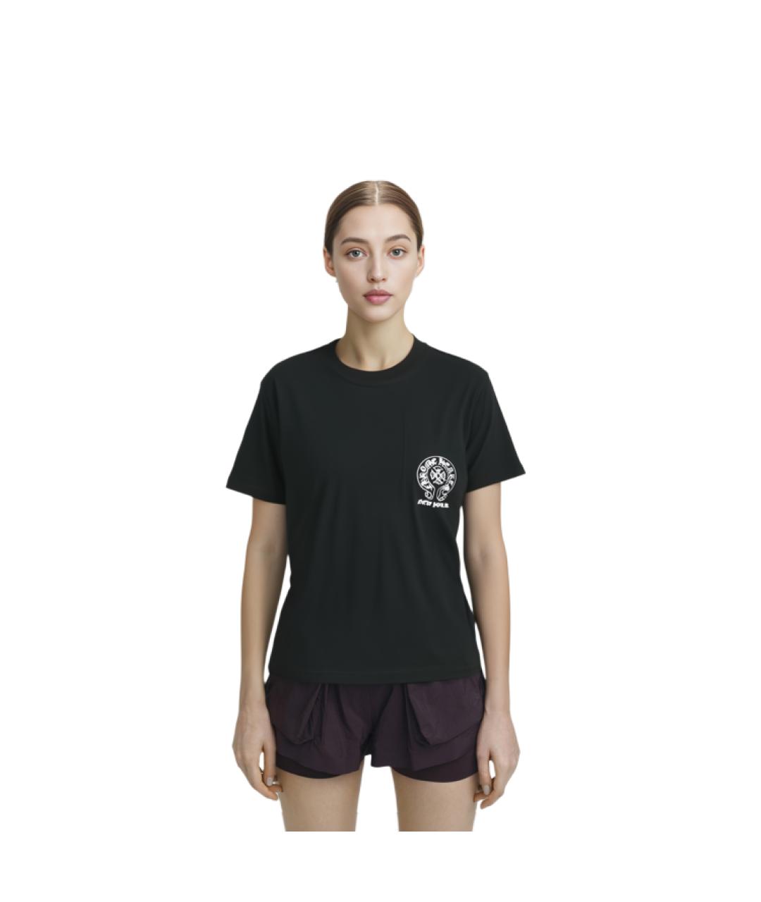 CHROME HEARTS Черная хлопковая футболка, фото 4