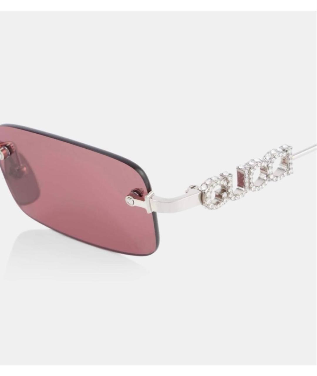 GUCCI Бордовые металлические солнцезащитные очки, фото 2