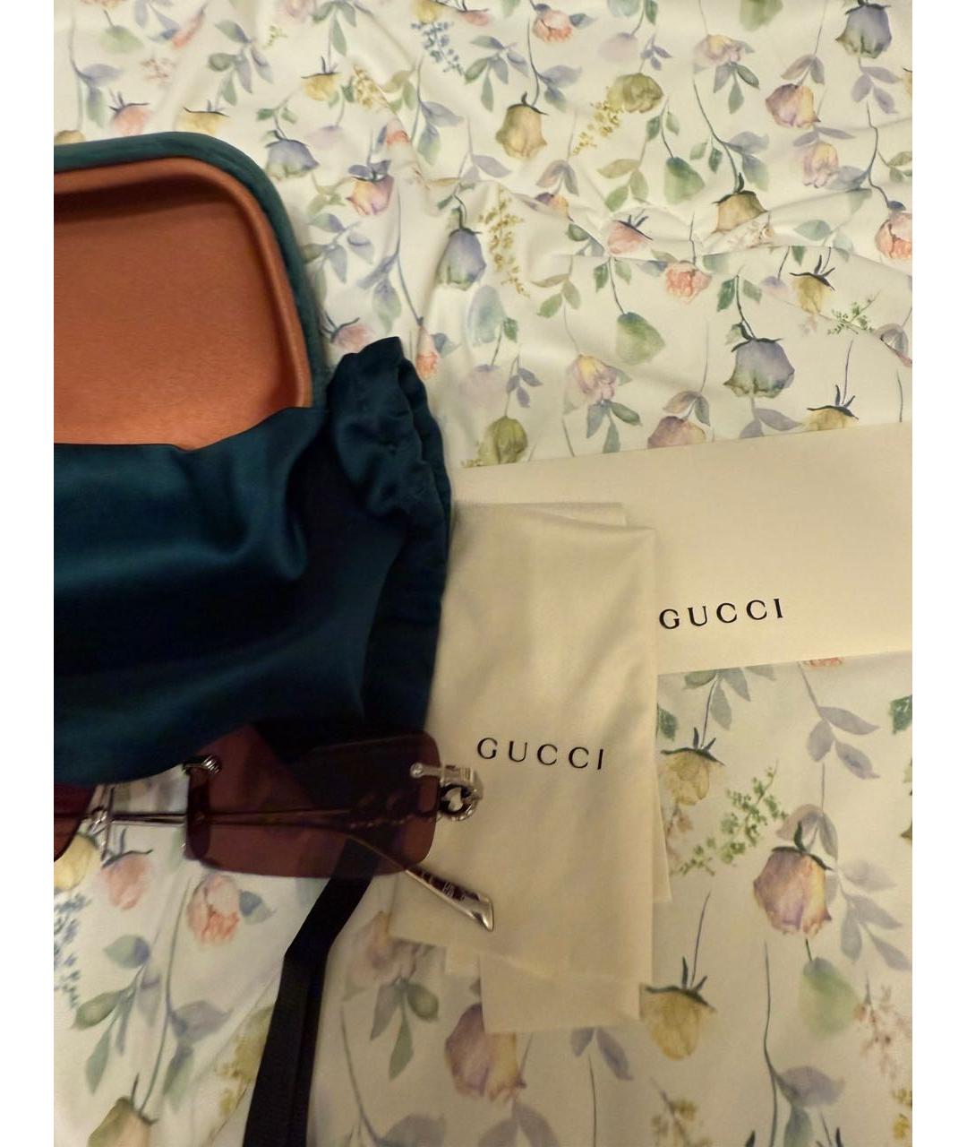 GUCCI Бордовые металлические солнцезащитные очки, фото 5