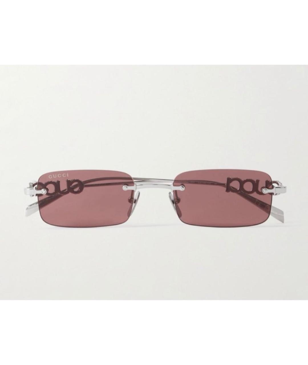 GUCCI Бордовые металлические солнцезащитные очки, фото 6