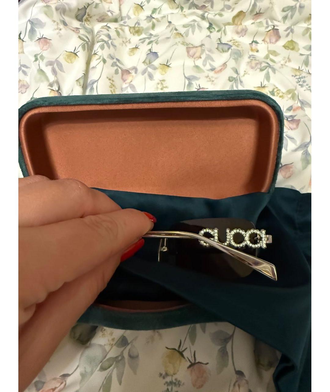 GUCCI Бордовые металлические солнцезащитные очки, фото 4