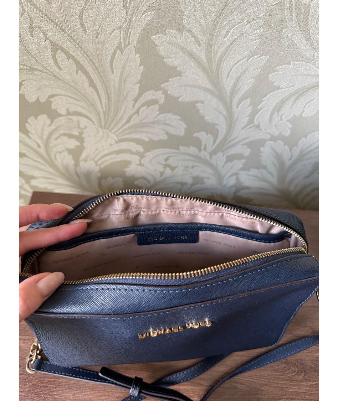 MICHAEL KORS Темно-синяя кожаная сумка через плечо, фото 4