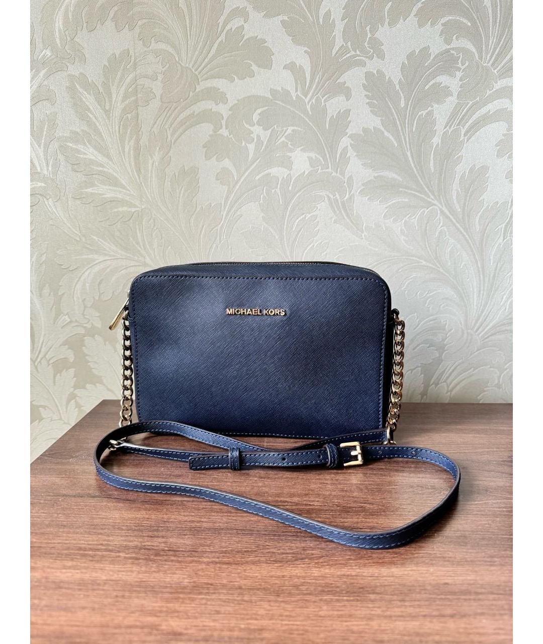 MICHAEL KORS Темно-синяя кожаная сумка через плечо, фото 8