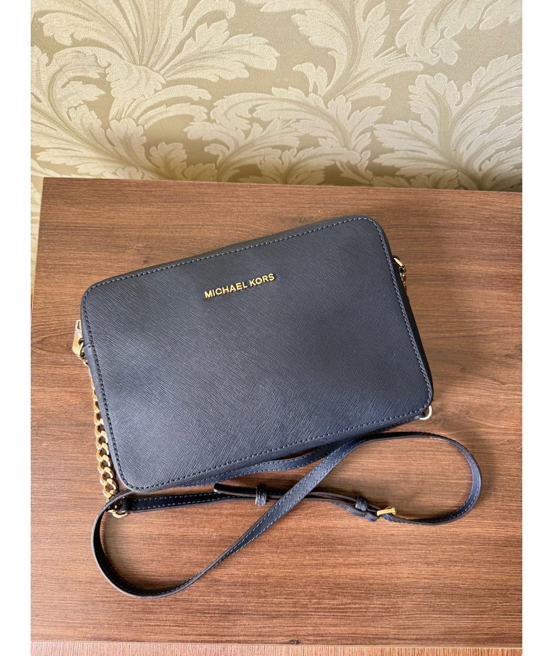 MICHAEL KORS Темно-синяя кожаная сумка через плечо, фото 2