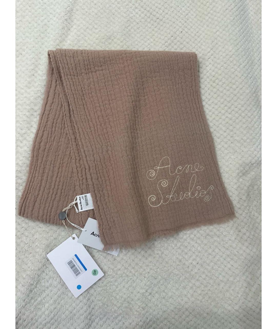 ACNE STUDIOS Розовый шерстяной шарф, фото 4