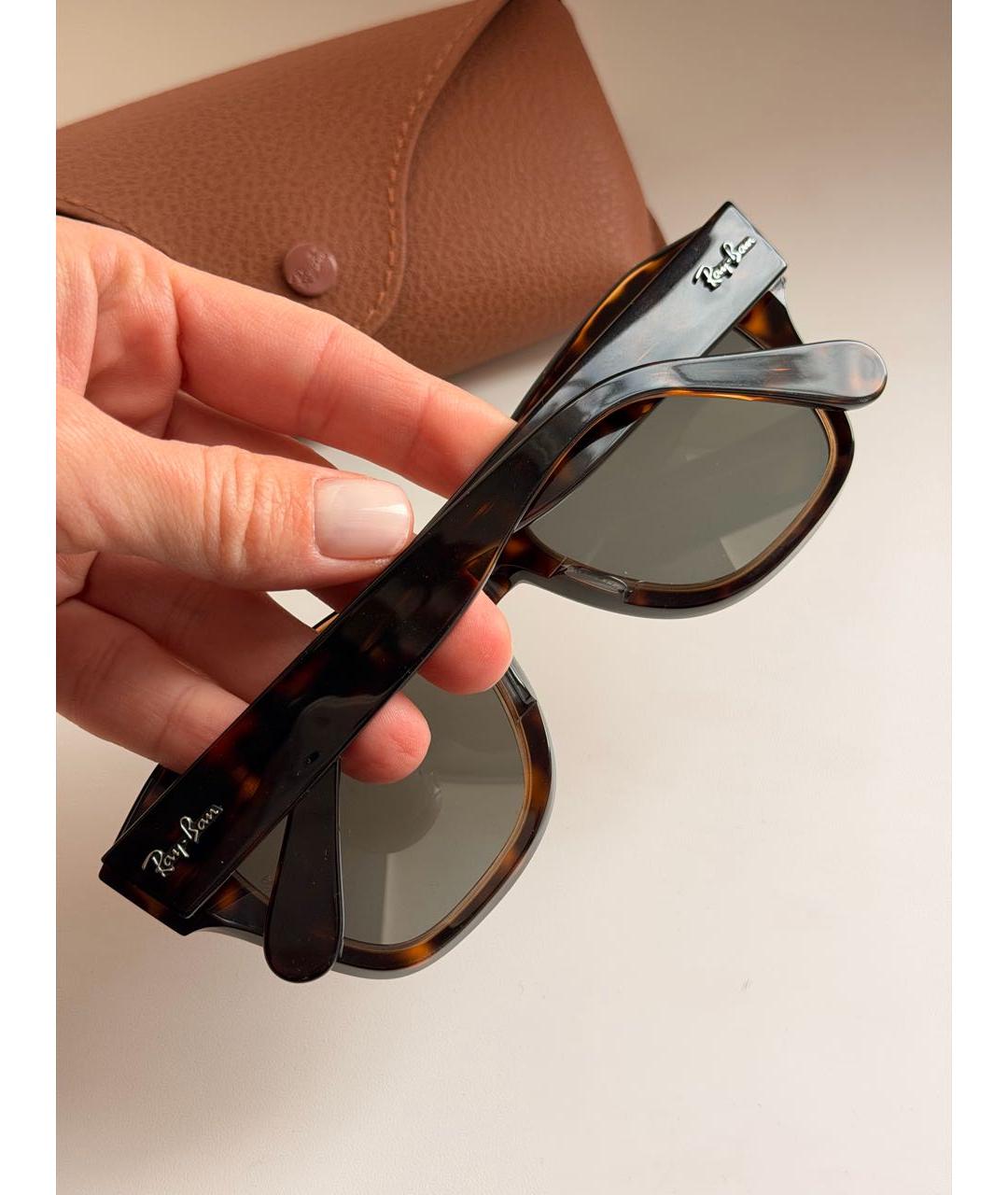 RAY BAN Коричневые солнцезащитные очки из рога буйвола, фото 2