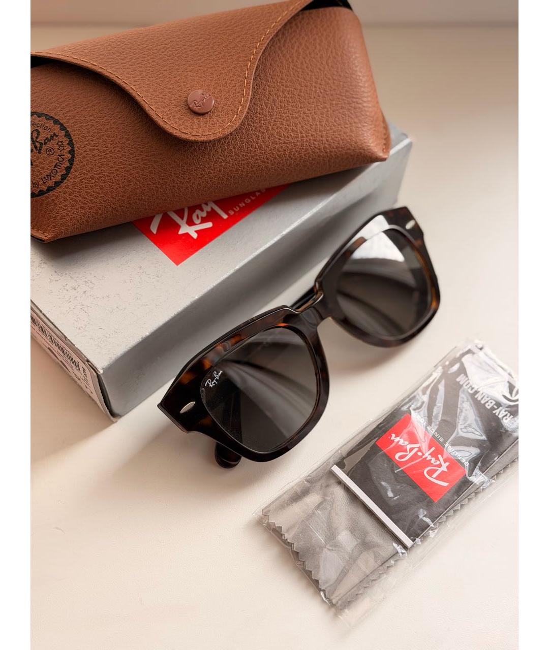 RAY BAN Коричневые солнцезащитные очки из рога буйвола, фото 5