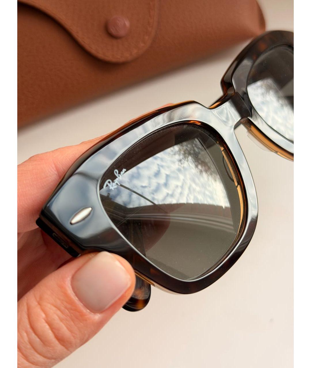 RAY BAN Коричневые солнцезащитные очки из рога буйвола, фото 4