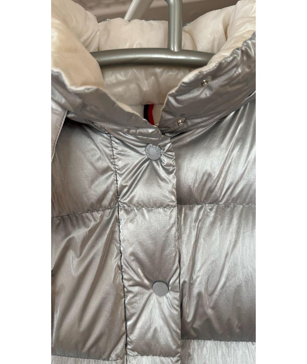 MONCLER Серебрянный полиамидовый пуховик, фото 4