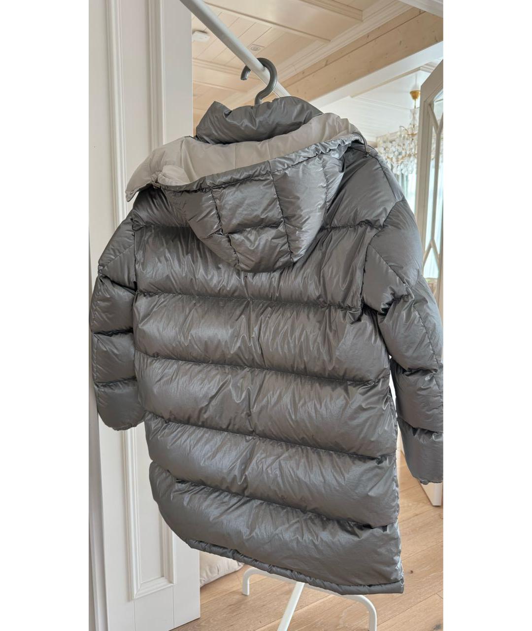 MONCLER Серебрянный полиамидовый пуховик, фото 2