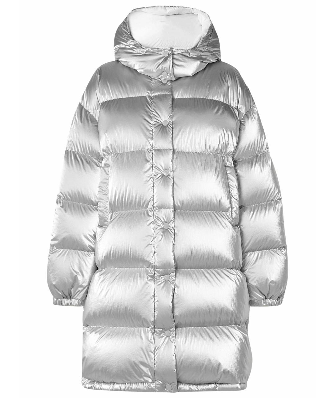 MONCLER Серебрянный полиамидовый пуховик, фото 1