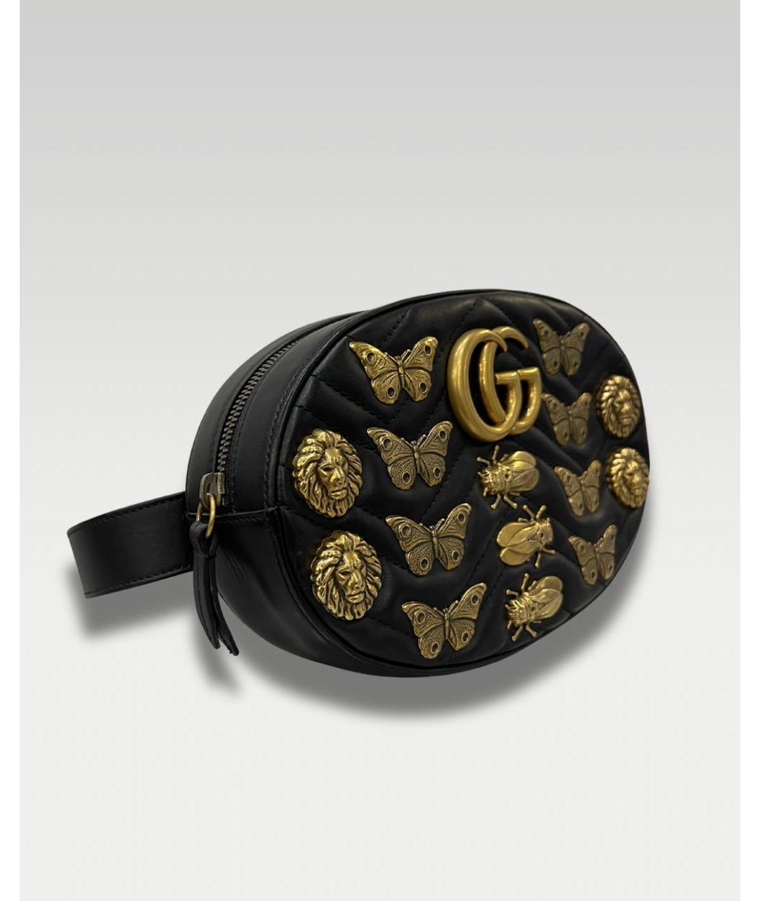 GUCCI Черная кожаная поясная сумка, фото 2