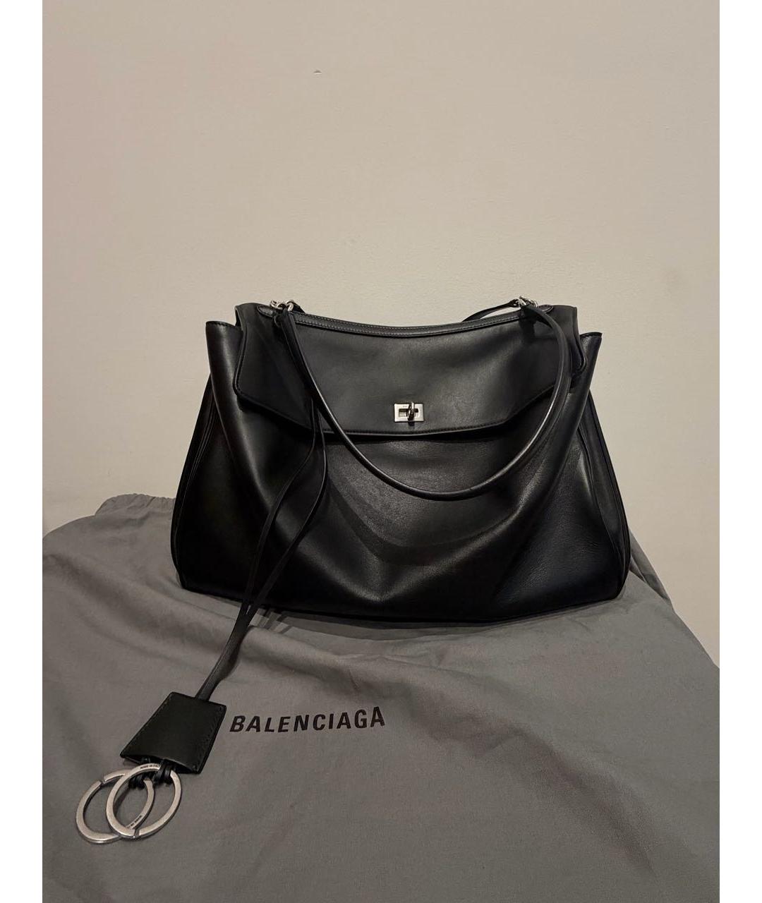 BALENCIAGA Черная кожаная сумка через плечо, фото 6