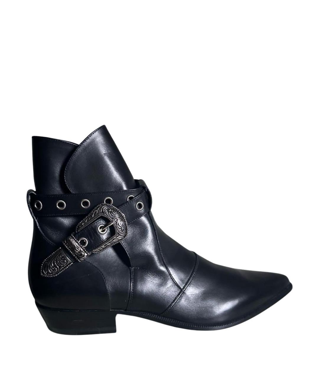 SAINT LAURENT Черные кожаные высокие ботинки, фото 1