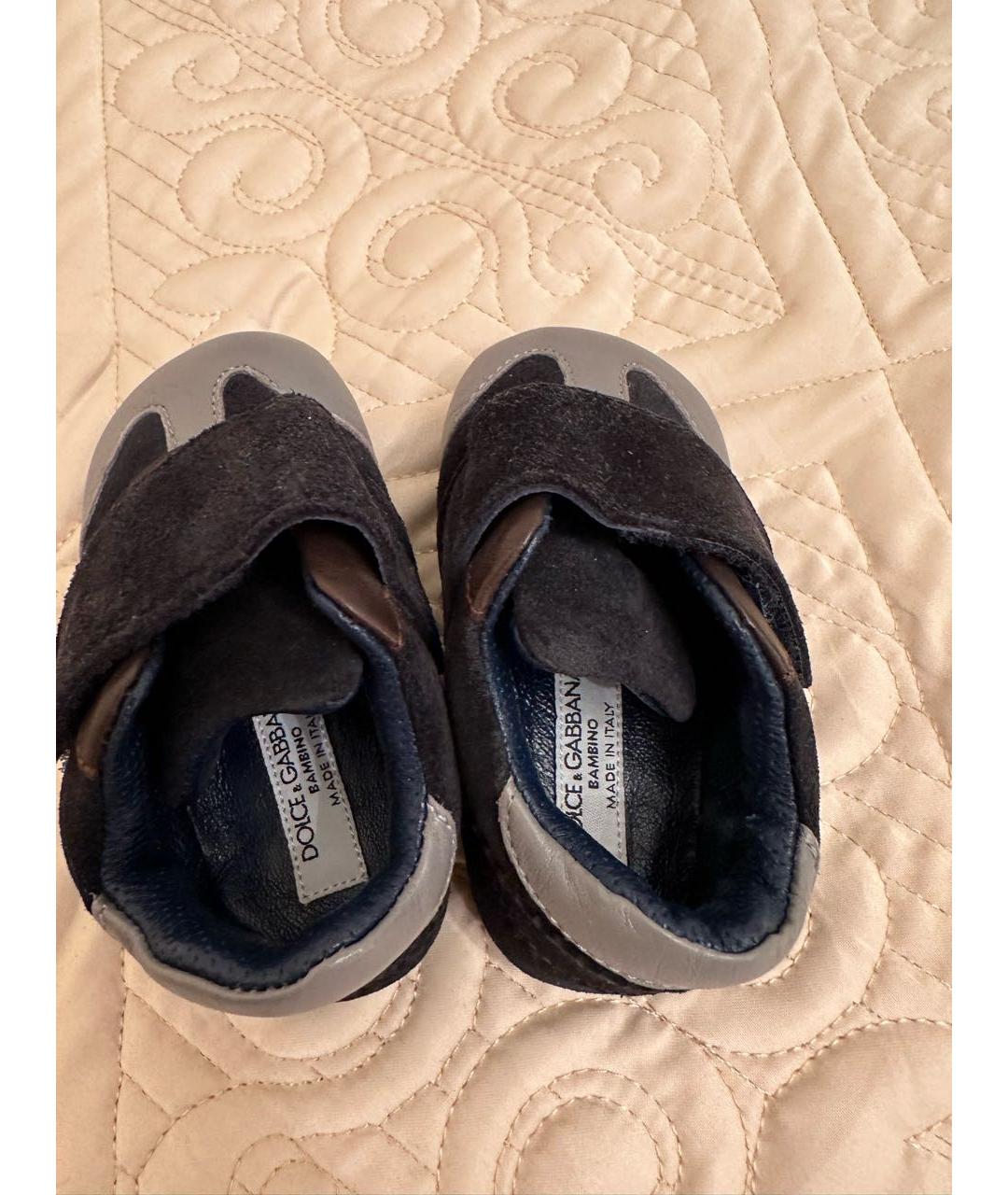 DOLCE&GABBANA Серые кожаные пинетки, фото 3