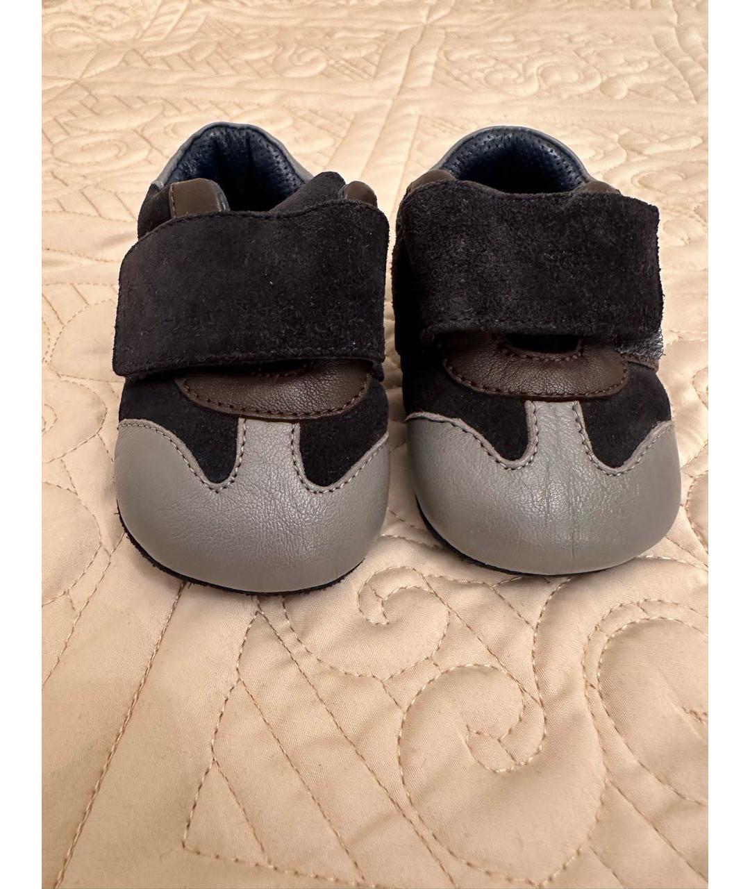 DOLCE&GABBANA Серые кожаные пинетки, фото 2