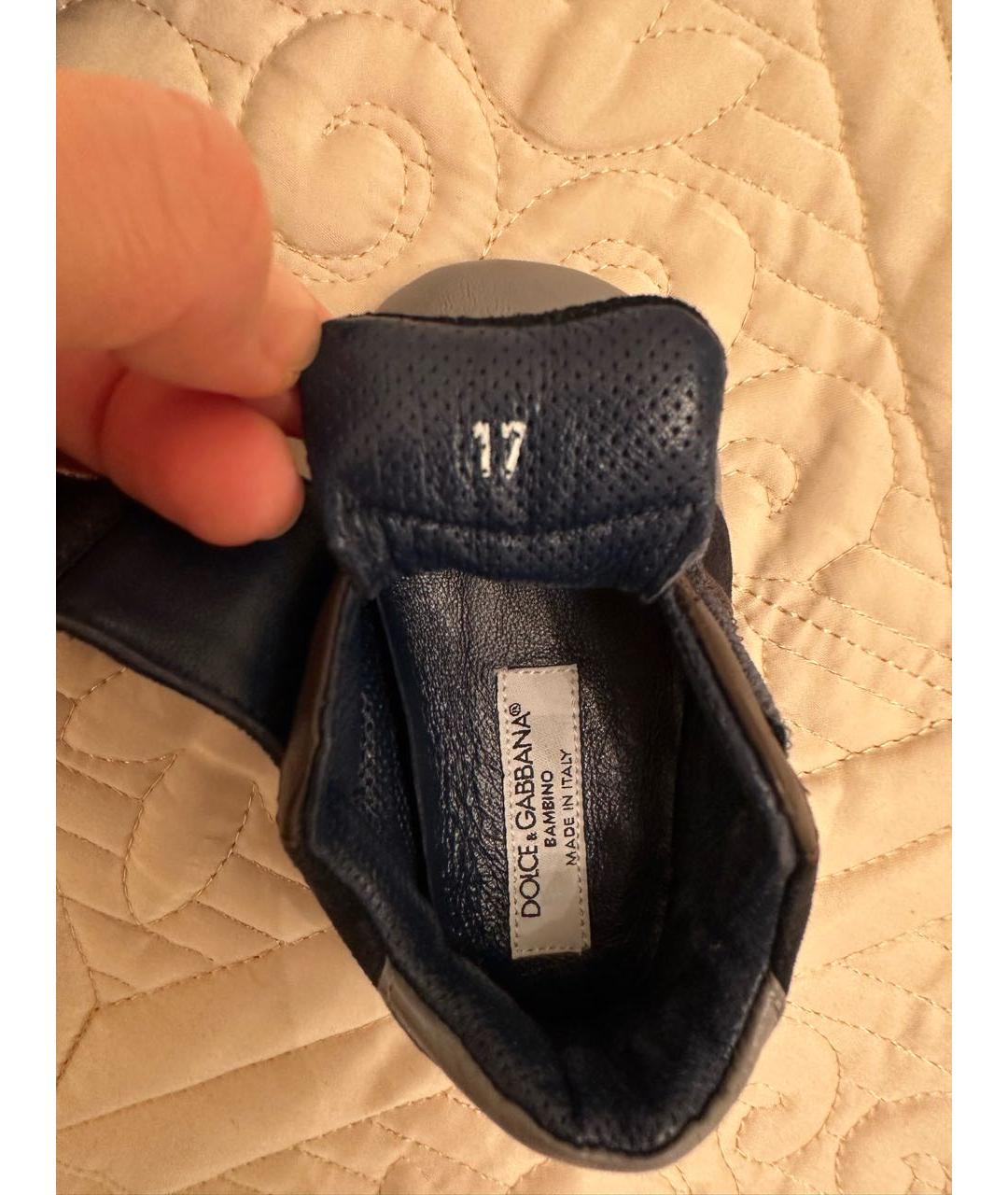 DOLCE&GABBANA Серые кожаные пинетки, фото 5