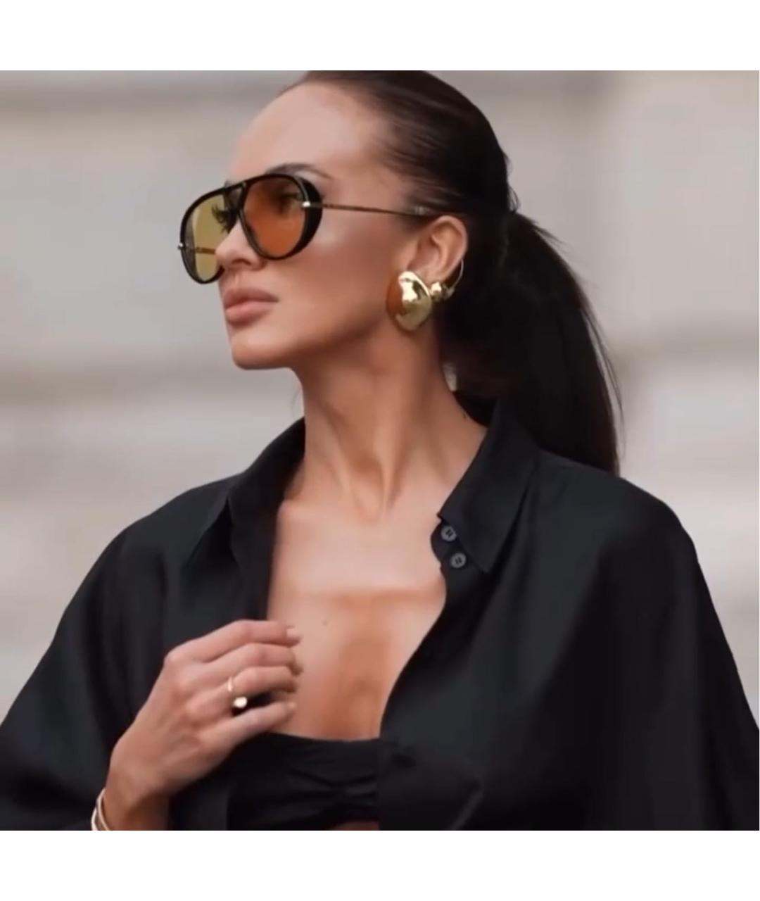 BOTTEGA VENETA Золотые пластиковые солнцезащитные очки, фото 4