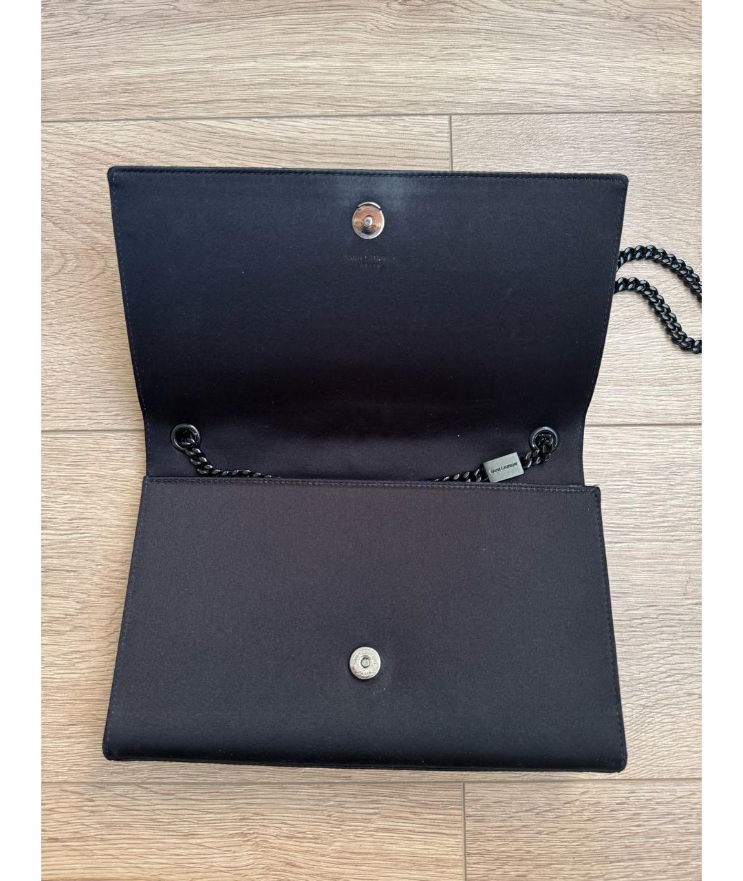 SAINT LAURENT Черная шелковая сумка через плечо, фото 5