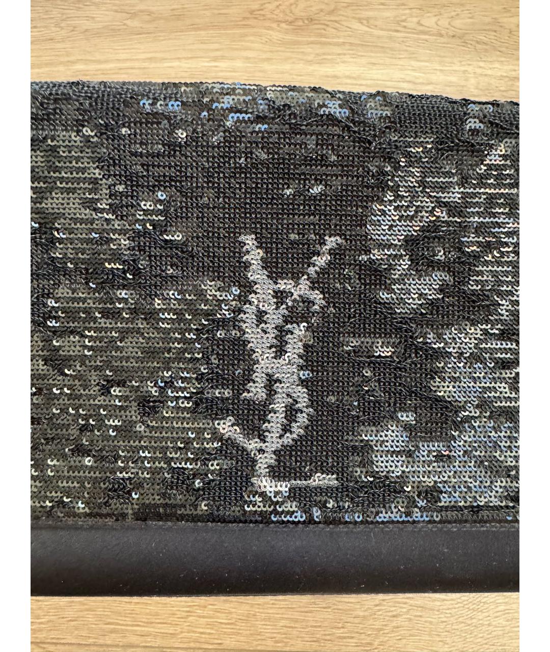 SAINT LAURENT Черная шелковая сумка через плечо, фото 7