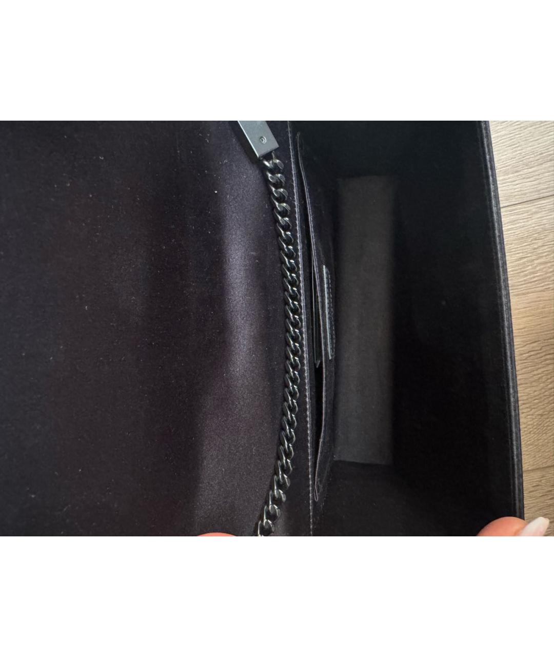 SAINT LAURENT Черная шелковая сумка через плечо, фото 8