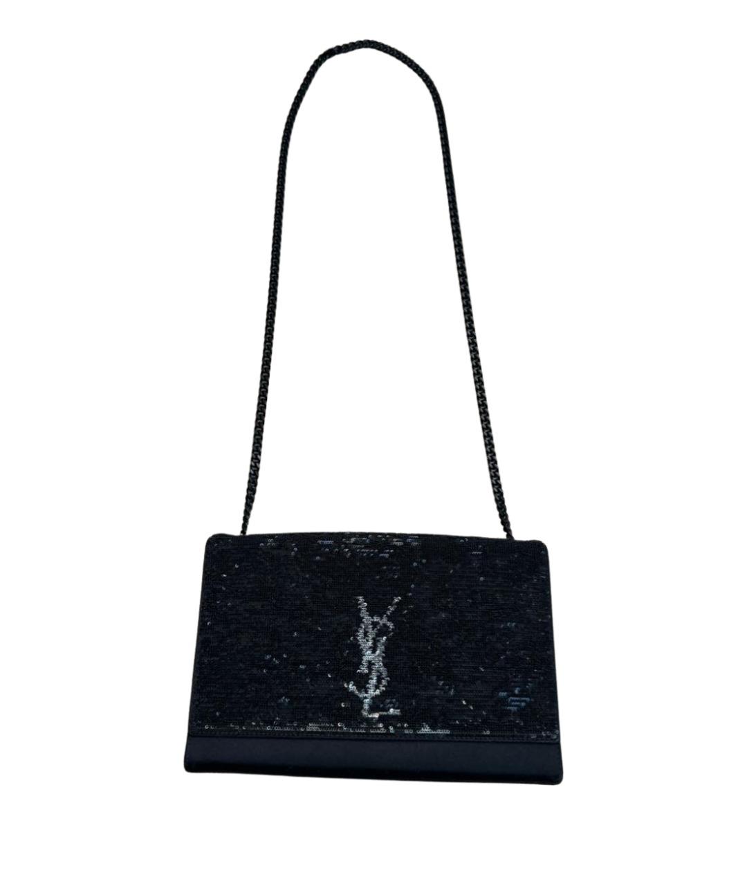 SAINT LAURENT Черная шелковая сумка через плечо, фото 1