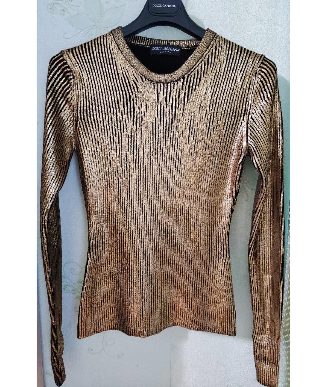 DOLCE&GABBANA Золотой шерстяной джемпер / свитер, фото 4