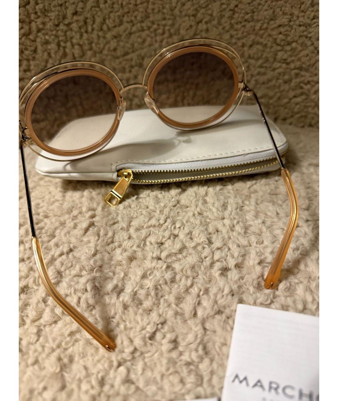 CHLOE Бежевые металлические солнцезащитные очки, фото 3