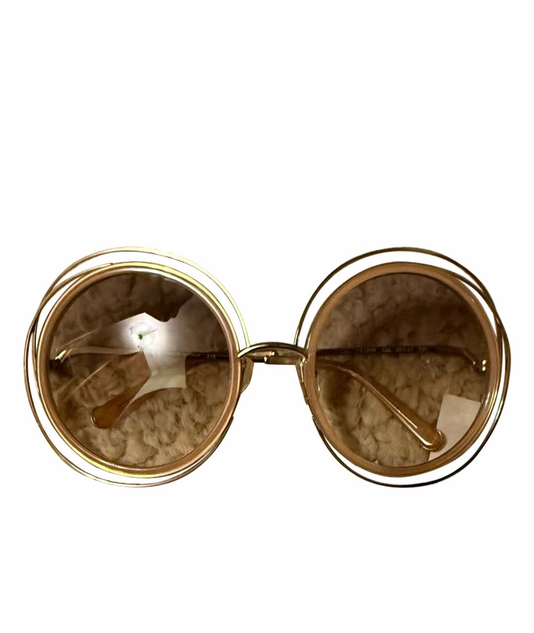 CHLOE Бежевые металлические солнцезащитные очки, фото 1
