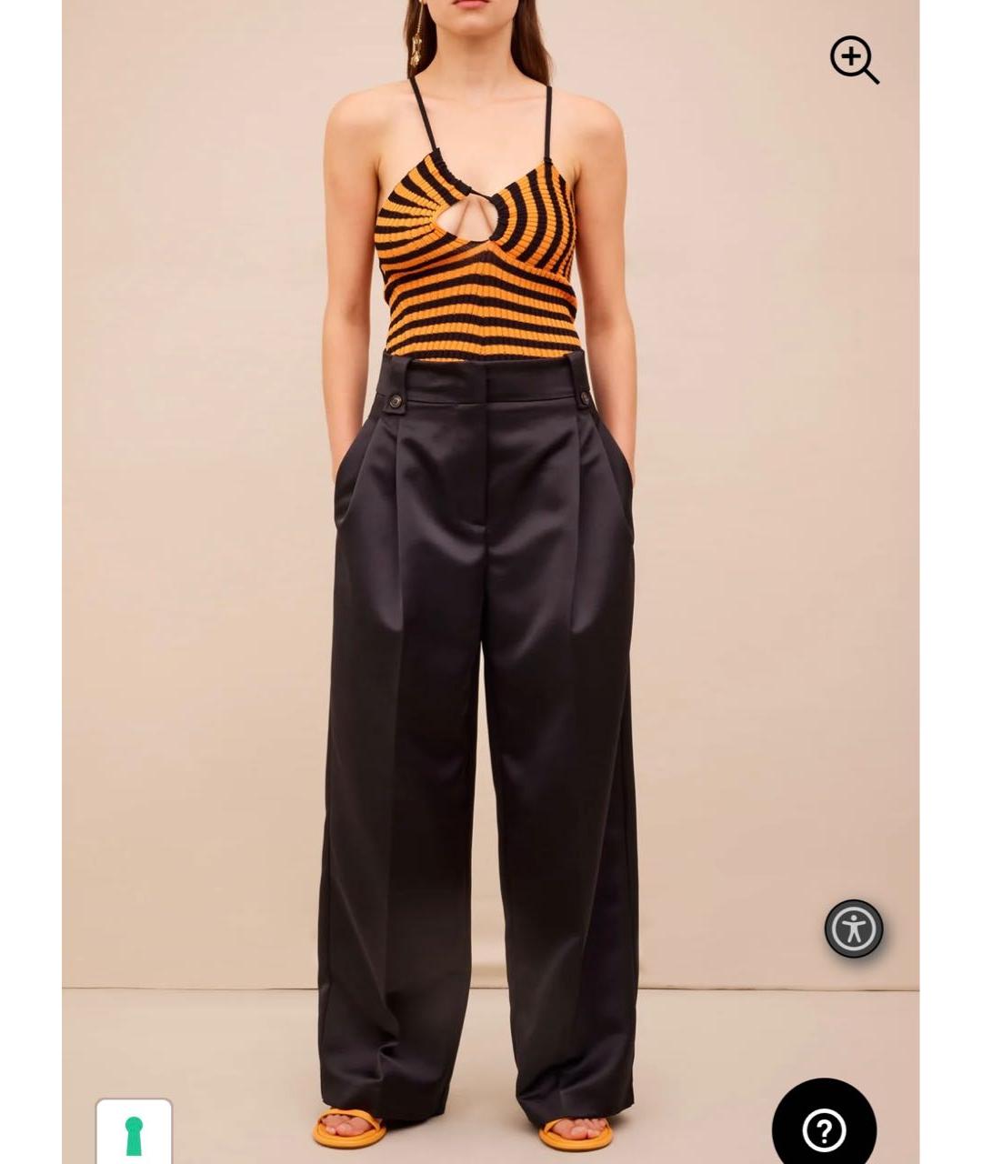 ERIKA CAVALLINI Черные атласные брюки широкие, фото 3