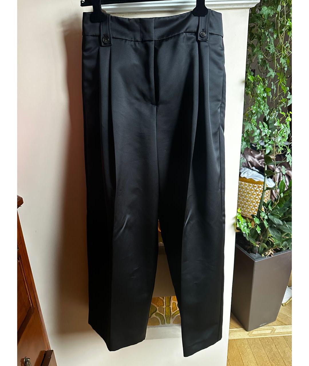 ERIKA CAVALLINI Черные атласные брюки широкие, фото 7