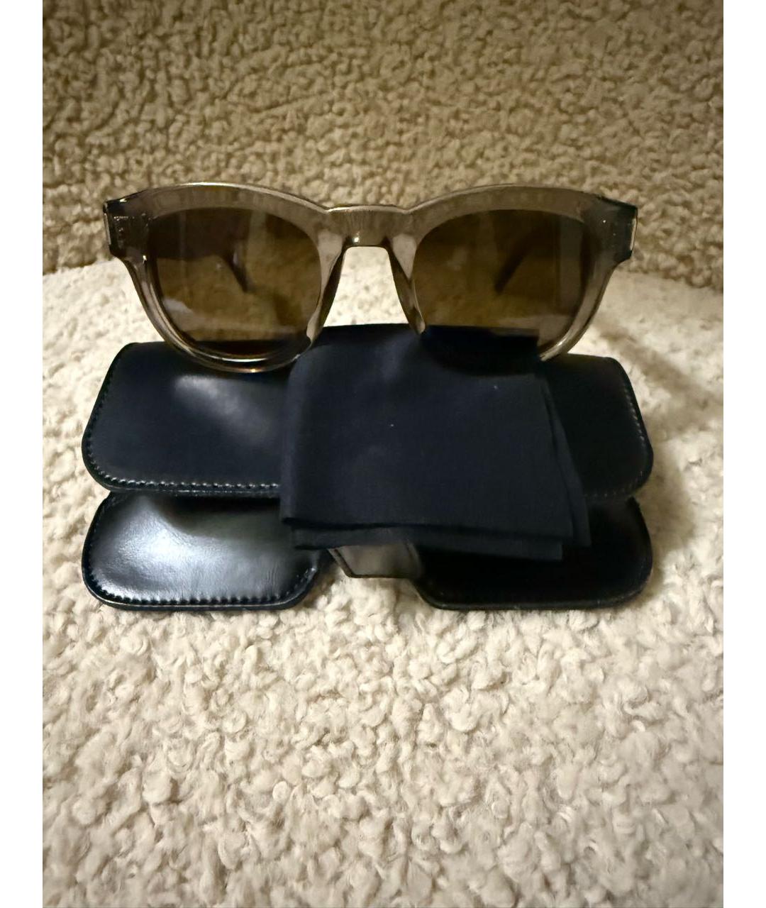 SAINT LAURENT Серые пластиковые солнцезащитные очки, фото 3