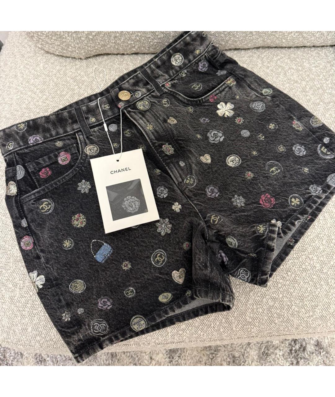 CHANEL Черные хлопковые шорты, фото 2
