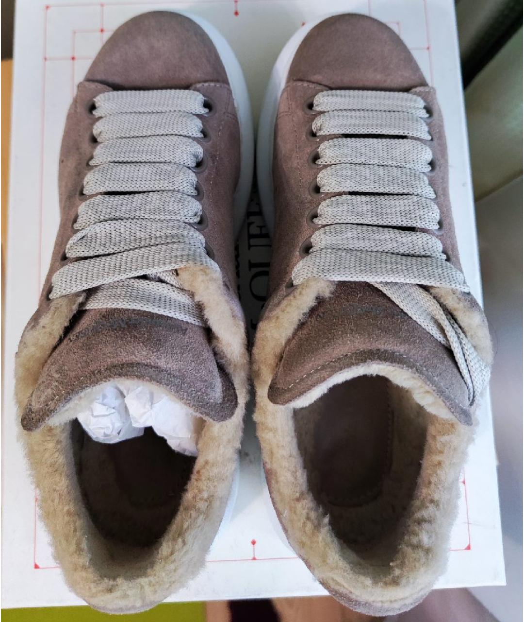 ALEXANDER MCQUEEN Бежевые замшевые кеды, фото 3